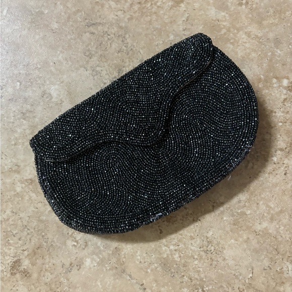 VINTAGE Handmade, hand beaded, black clutch. Made in Belgium, by Walborg - Picture 4 of 14